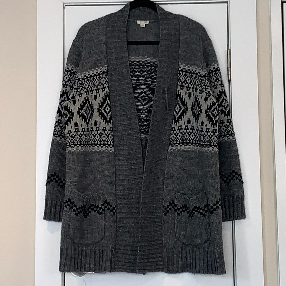 J. Jill Southwest Wool Blend Open Front Cardigan Sweater L - Picture 1 of 10
